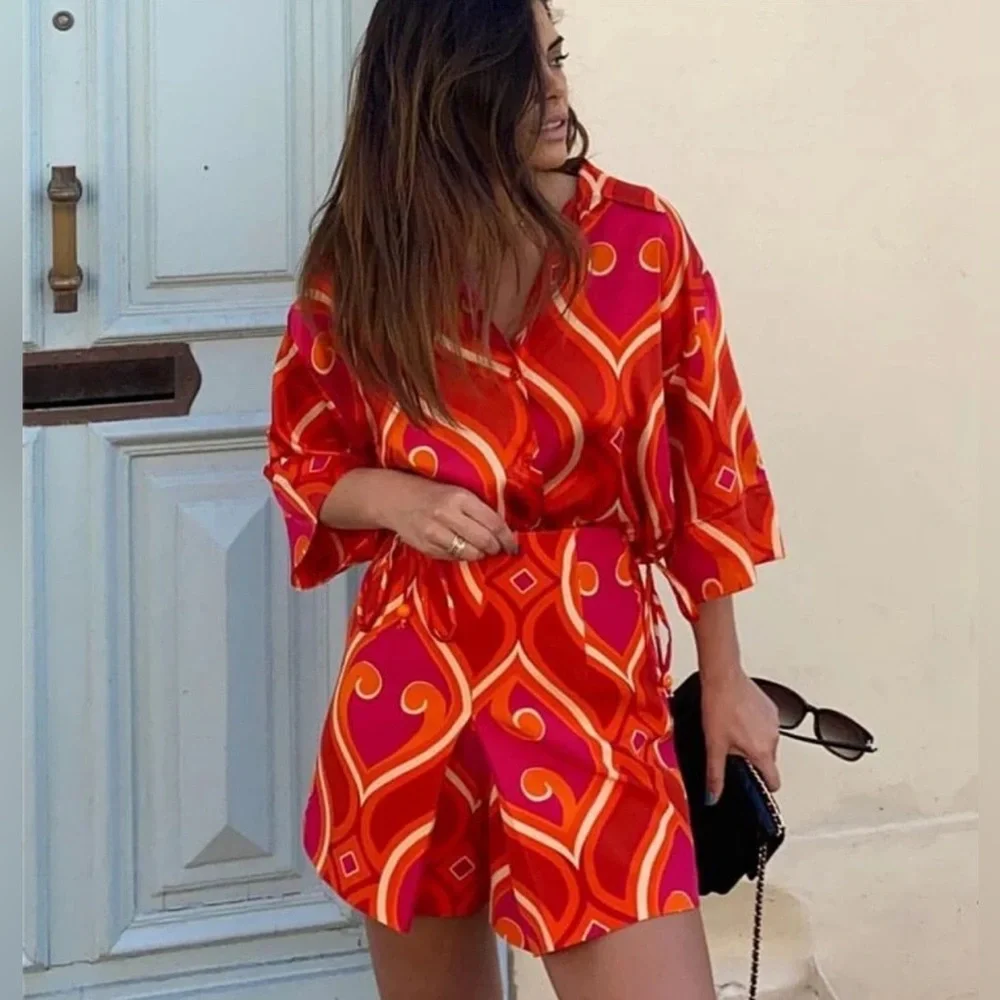 NWT Retro Summer Spring Zara Print Top - Picture 6 of 14